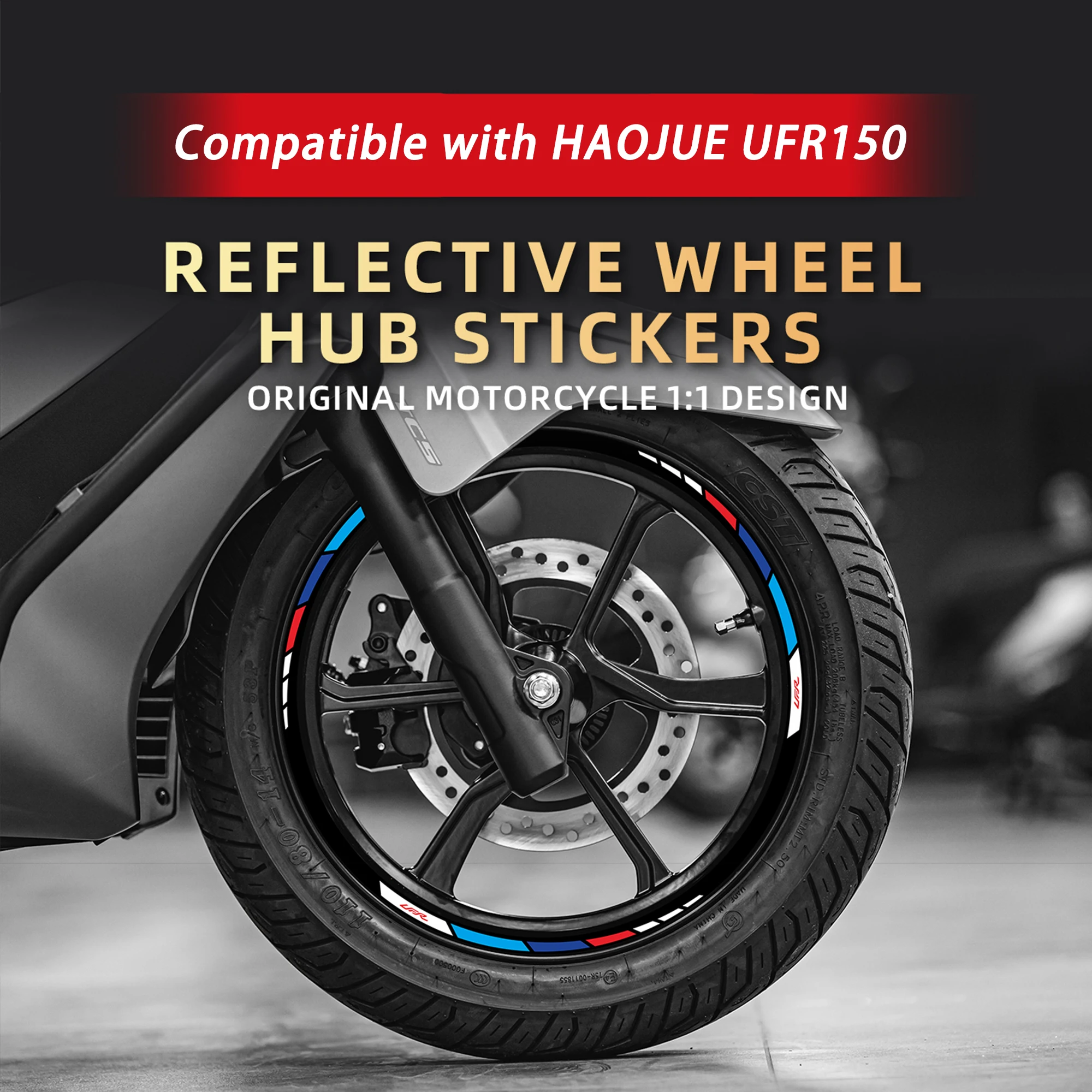 Reflective Wheel Rim Sticker Decals Compatible With Haojue UFR150 Motorcycle Body Decor Decal Waterproof Mod Parts