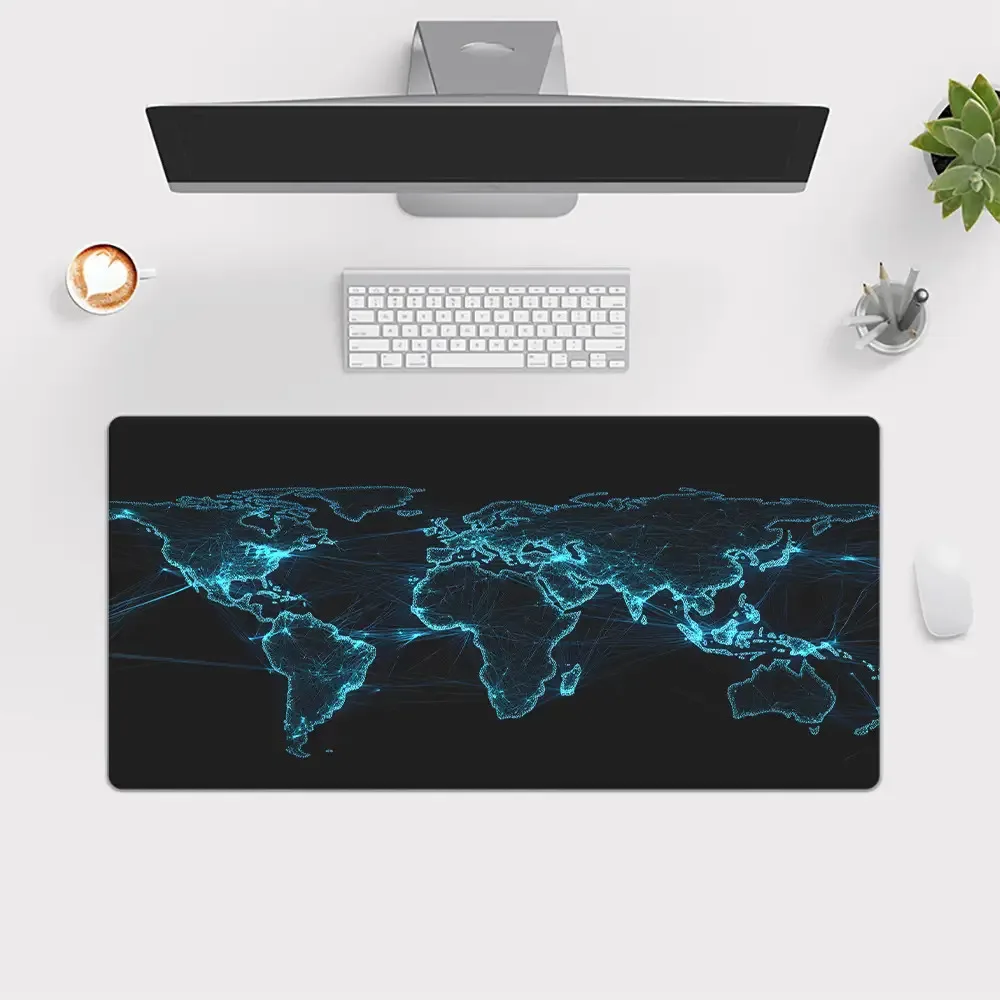 Digital World Map Desk Mat Extra Large Non-Slip Rubber Gaming Mouse Pad for Office PC Laptop