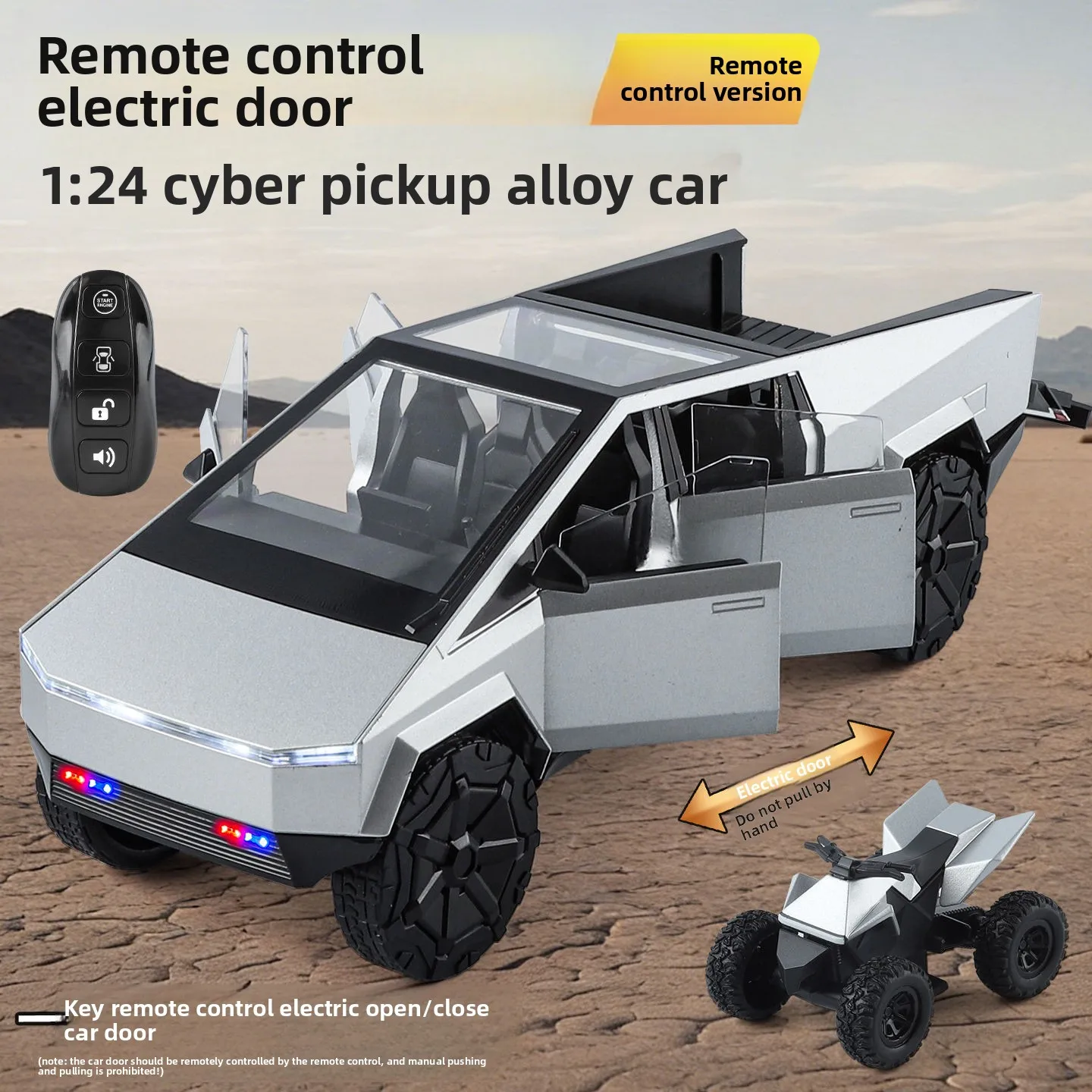 

1:24 Pickup Alloy Car Pull Back Sound and Light Remote Control Electric Door Toy Gift Diecast Alloy Car Model Collectible
