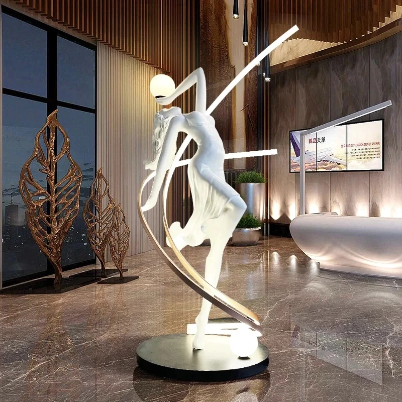 Creative Art Sculpture Ballerina RGB Floor Lamp Interior Lighting Club Lobby Man