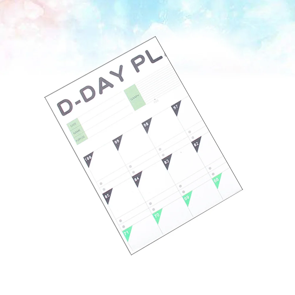Calendrier de compte à rebours de 100 jours, planificateur de cible, calendrier d'apprentissage de Table pour enfants, Organization d'étude, suivi quotidien, Compact et léger