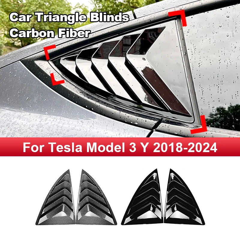 

Car Front Triangle Window Louver Side Shutter Blind Shade Cover Trim Sticker Accessories for Tesla Model 3 Y 2023 2022 2018~2024