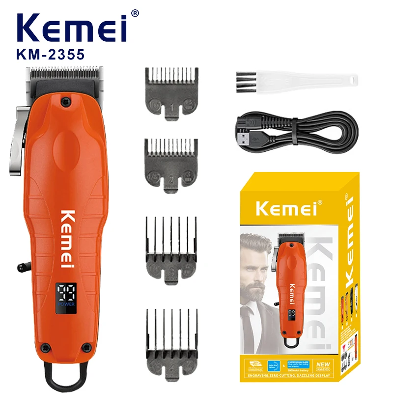 Kemei Professional Electric Clipper LCD Rechargeable Full Alloy Forging of The Fuselage Large Power Long Capacity KM-2355