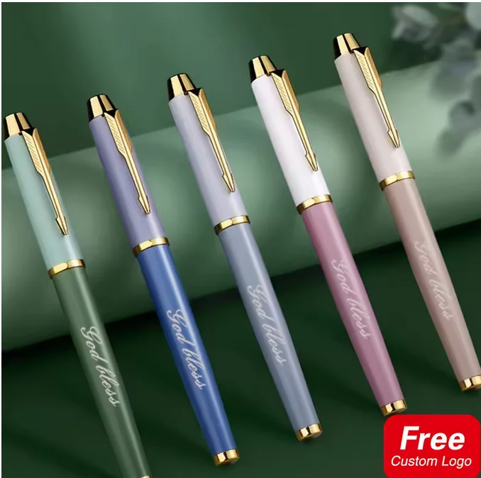 

20 шт., ручка с логотипом на заказ, розовое золото, персонализированная резьба по имени, шариковые ручки, подарки для студентов, учителей, школьные и офисные принадлежности