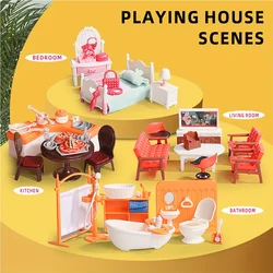 1:12 Miniature Furniture Forest Family Dollhouse Model House Furniture Accessories Bedroom Bathroom Kitchen Living Room