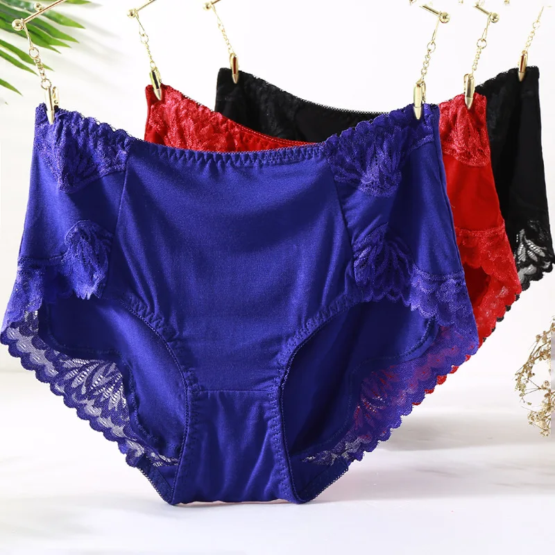 Female Plus Size Modal Underwear Cotton Crotch Antibacterial Mid Waist Underpants Solid Breathable Comfortable Seamless Briefs