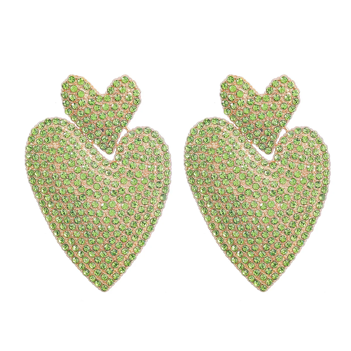 Digadagu Metallic Colorful Rhinestone Heart Earrings Women's Pop Exaggerated Dangle Earrings Party Jewelry Accessories image 6