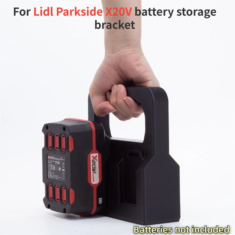 Battery holder Basket Storage Bracket For Lidl Parkside X20V Battery Series with 4x Battery Storage Compartments（NO Batteries）