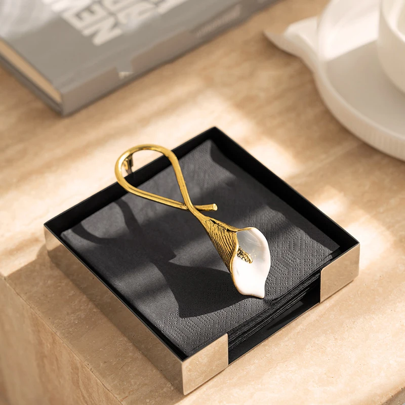 European Hotel Restaurant Calla Lily Dinner Ginkgo Biloba Napkin Box Commercial Napkin Storage Box Decorative Ornaments