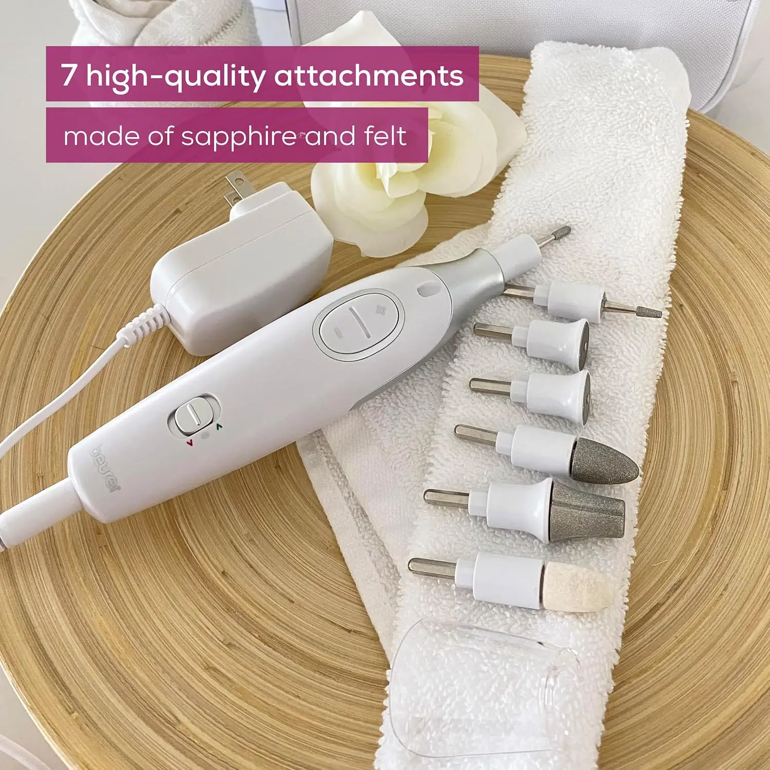 Kit Trapano Elettrico per Unghie 7-in-1 con Luce LED, Velocità Regolabili per Manicure e Pedicure Professionali