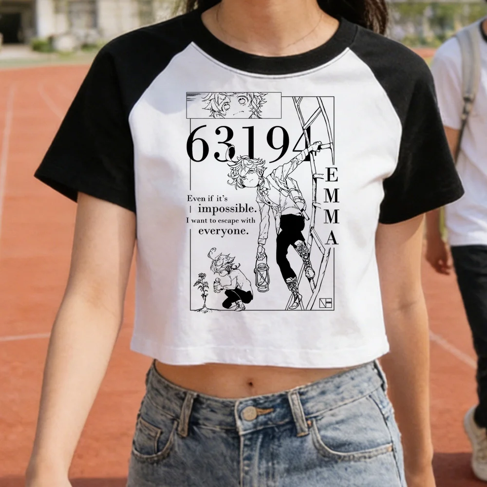 the Promised Neverland cropped top female summer japanese alternative  party funny top tees emo streetwear gyaru cute baddie