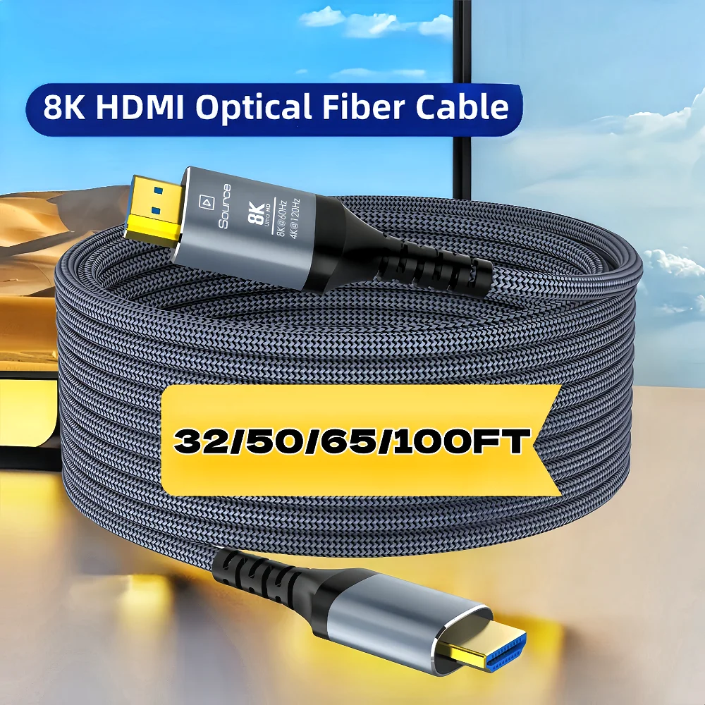 Long 10M 15M 20M 30M 8K HDMI Fiber Optic Cables,hdmi 2.1 8K60hz 4K120 144hz,48Gbps UHD Compatible for PS5 PS4 Xbox RTX3080 3090