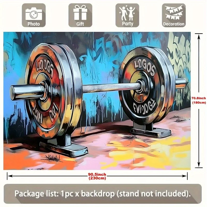 1pc Graffiti Barbell Weightlifting Gym 2D Flat Tapestry Backdrop For Fitness Room Decor Street Art Wall Hanging Art Print Poster