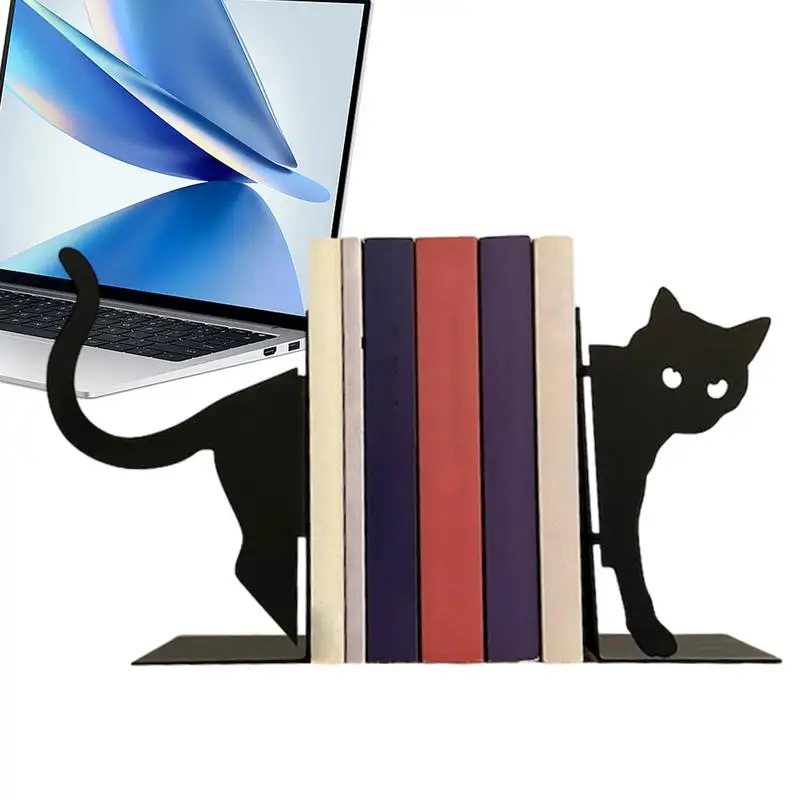 

Metal Animal Bookends 1 Pair Cute Cat Bookends For Heavy Books Black Bookends Creative And Cute Cat Shape Desktop Organizer