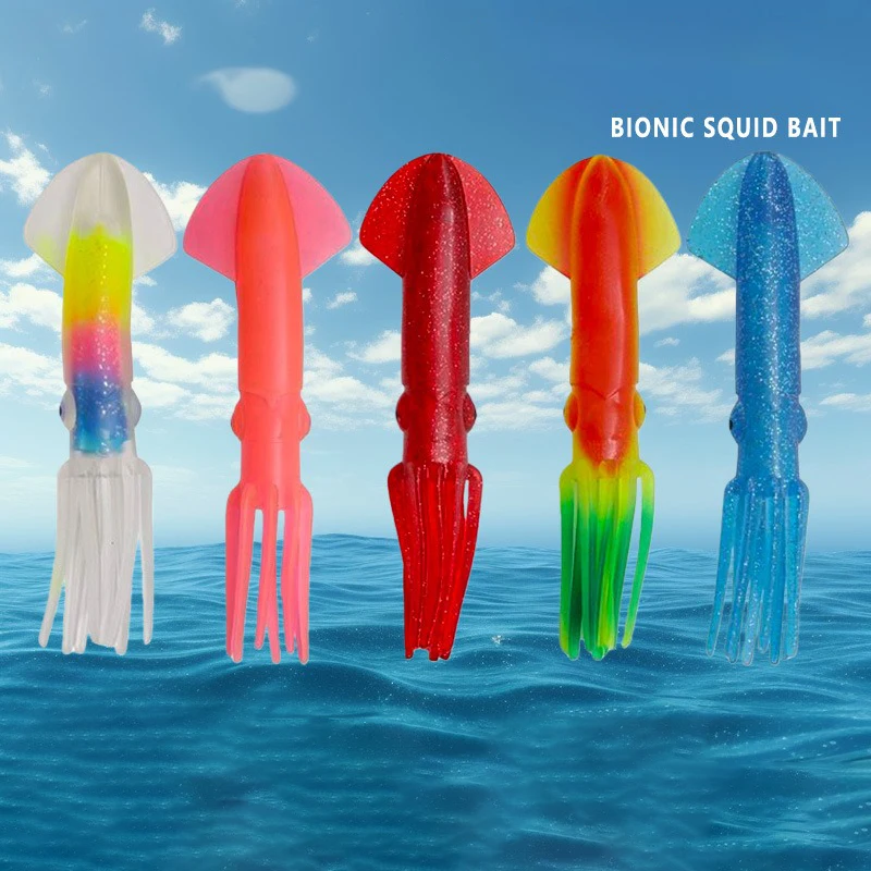 1 unidade 23cm 65g Saias de Lula Coloridas de Borracha Macia, Iscas de Polvo, Isca de Pesca de Polvo, Isca de Trolling para Água Salgada para Atum