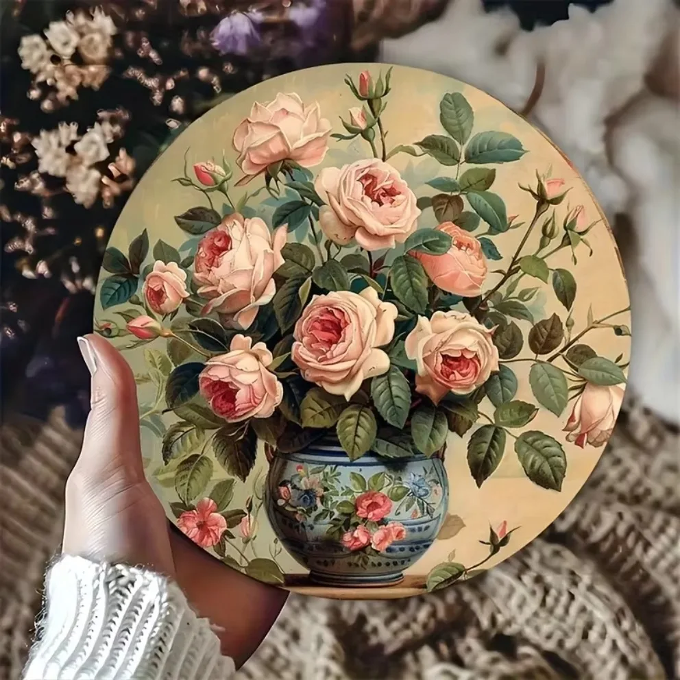 

1pc Timeless Beauty Of Blooming Roses - 2d Vintage Aluminum Sign,One Piece,Metal Wall Decor for Indoor Or Outdoor Use, Garageses