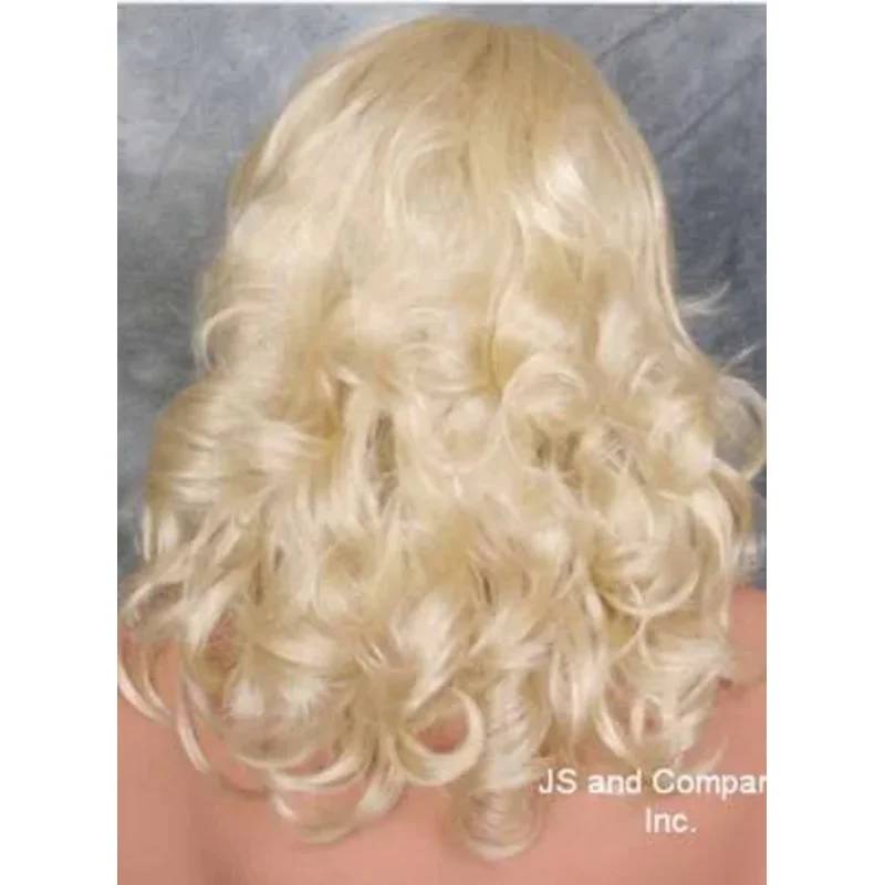 Beautiful Full Layered wavy Curly Pale Blonde wig w. Bangs JSBD 613