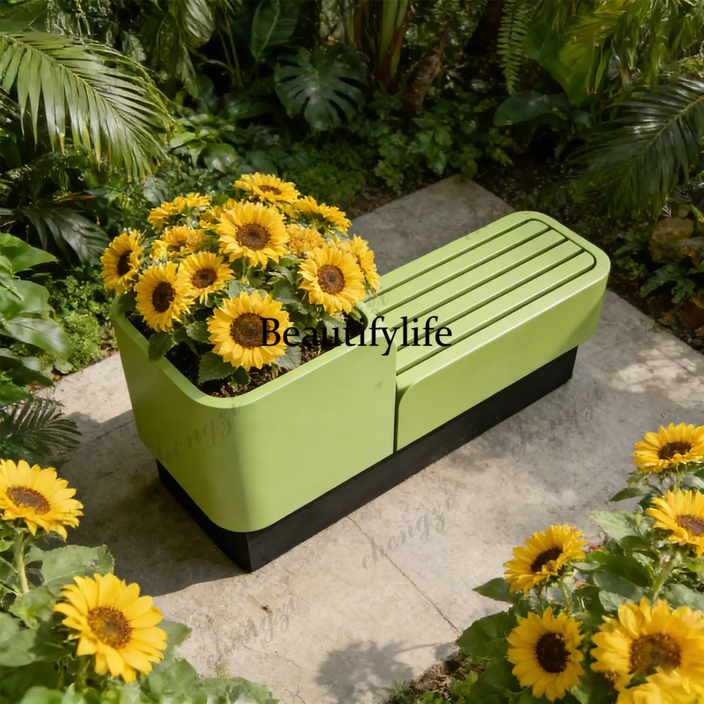 

Flower box seat stool modern simple flower pot waiting chair outdoor garden decoration chair creative commercial street