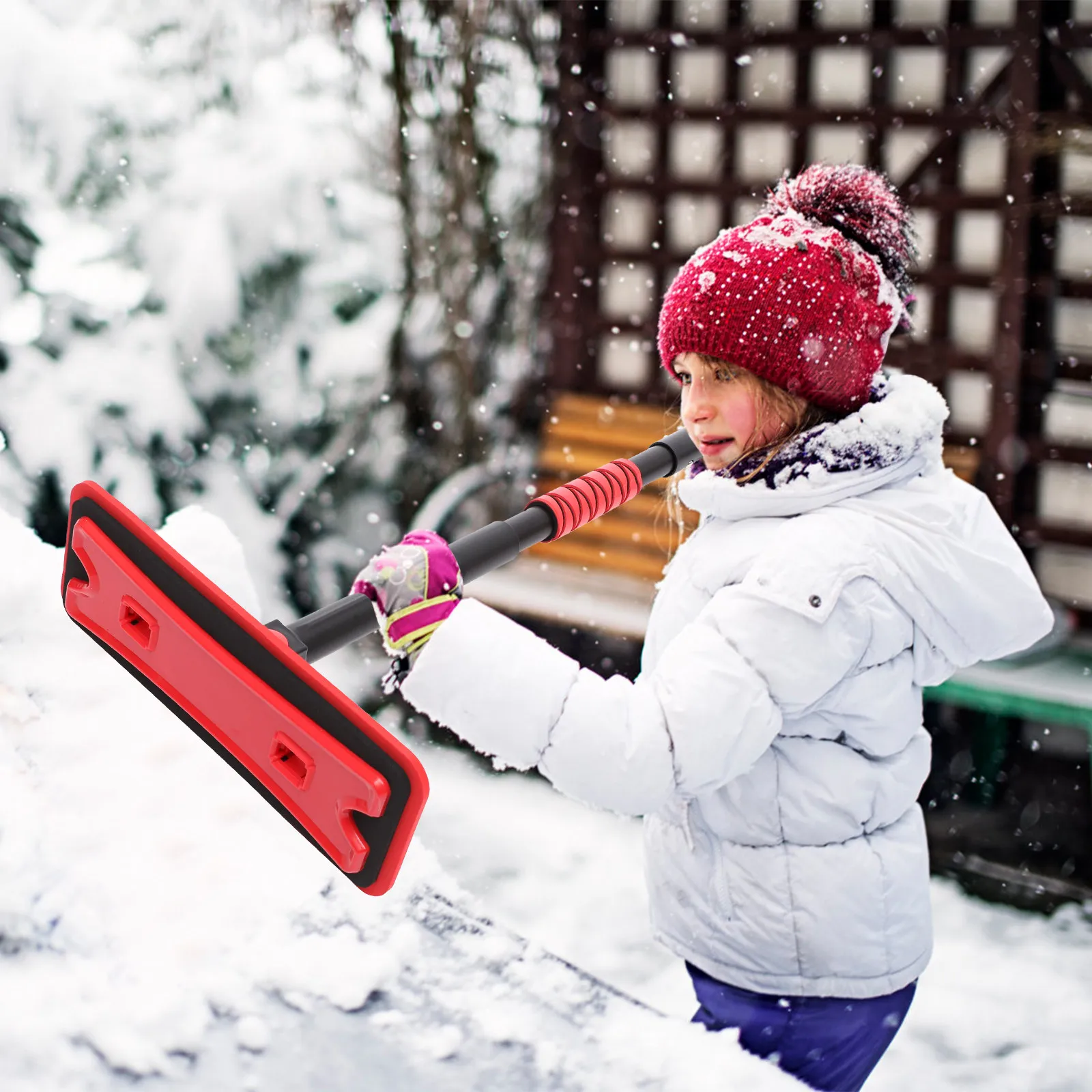 

Набор из 1 шт. выдвижных скребков для снега и льда для автомобильного лобового стекла, для удаления сильного снега и инея, с мягкой износостойкой губчатой щеткой из ЭВА