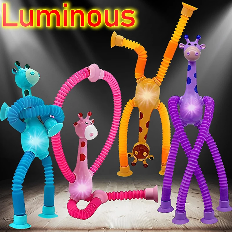 

Luminous Pop Tube Sensory Toys Kids Children's Led Suction Cup Playing Early Education Stress Relief Squeeze Fidget Games Gift