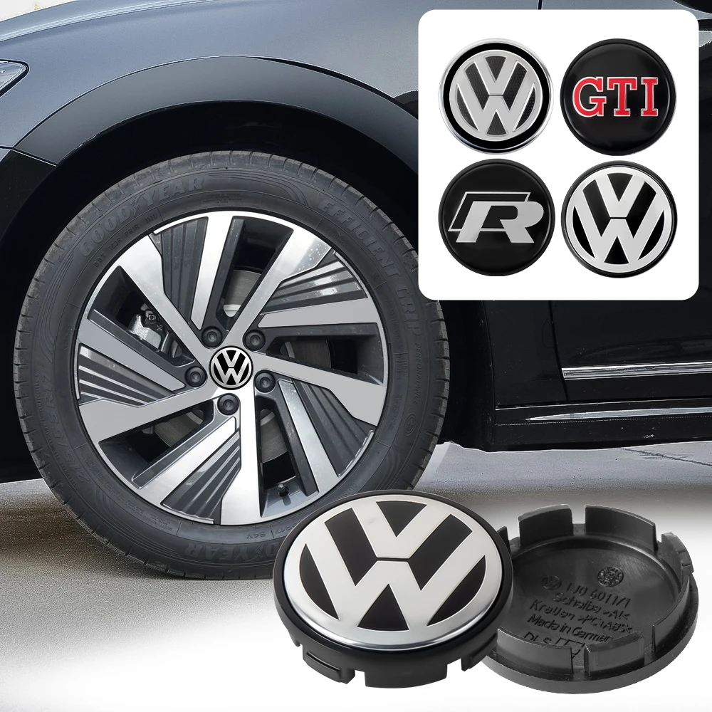 For Volkswagen VW R GTI Golf 4 Motion Polo Beetle Passat Tiguan T-ROC 56/65/66mm Car Badge Wheel Center Cover Hubcaps Decoration