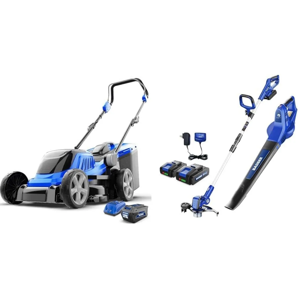 

new Lawn Mower 40V Brushless 18" Cordless & 20V Weed Wacker,Leaf Blower,Wheeled Edger Kit Electric with 2 * 2Ah