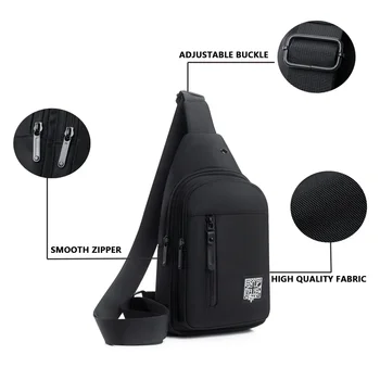 Bolsa de peito com vários bolsos em tecido oxford de cor sólida, bolsa de peito esportiva casual para sair e deslocamento diário