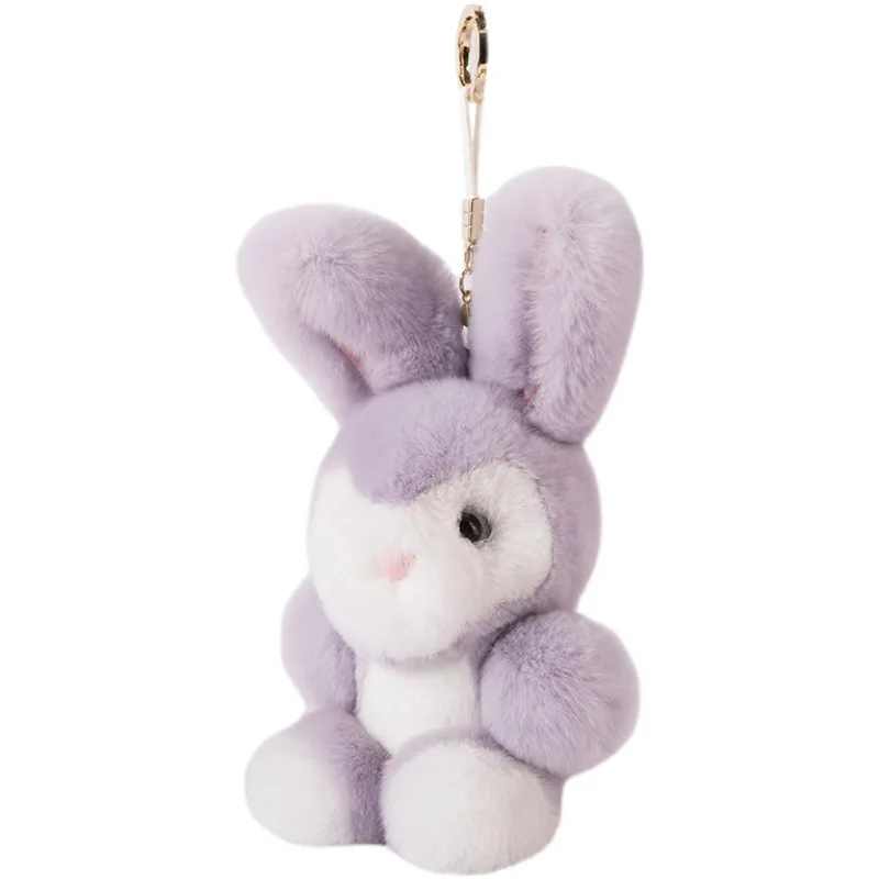 

Bunny Real Rex Rabbit Fur Keychain Furry Pendant for Luxury Women Bag Car Key Ring Accessories Girl Gifts Cute Doll