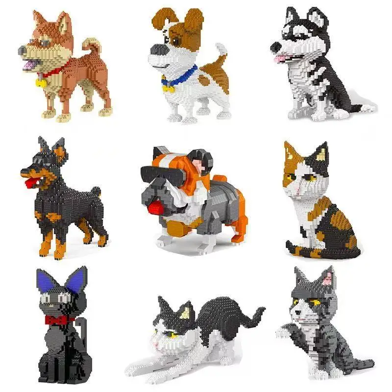 Bloque Animal mundo gato persa gatito malvado mascota 3D DIY Mini diamante Adorable perro Mini modelo Juguetes de bloques de construcción para niños regalos