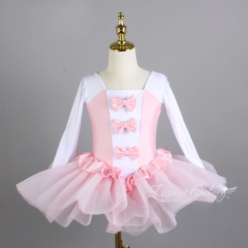 

Long Sleeves Mixed Color Ballet Dress Girls Bowknot Princess Party Dress Women Stage Show Dance Costume Children Ballet Clothes