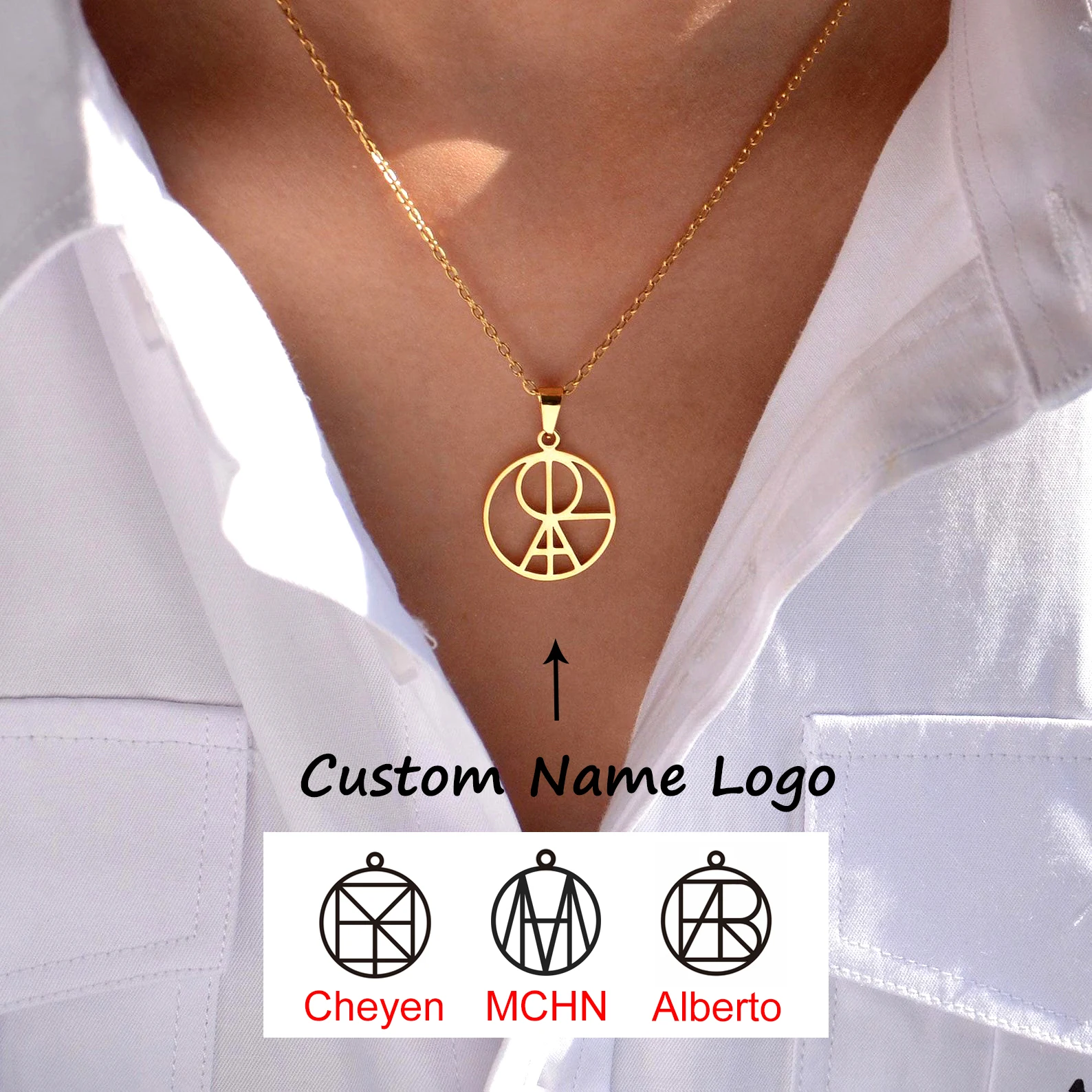 

Custom Name Logo Necklaces For Women Men Stainless Steel Customized Logo Design Pendant Necklace Personalized Neck Chain Jewelry