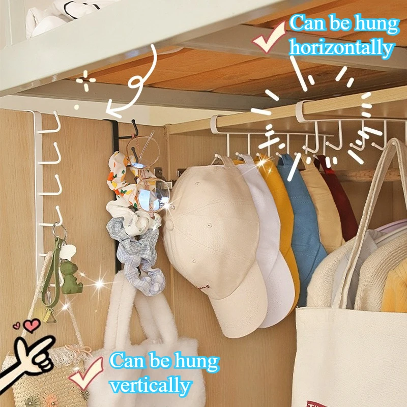 1/2PCS Behind Door Hat Holder Long Row Baseball Cap Bag Storage Rack Cupboard Hooks Ins Dormitory Storage Organizer Hanger
