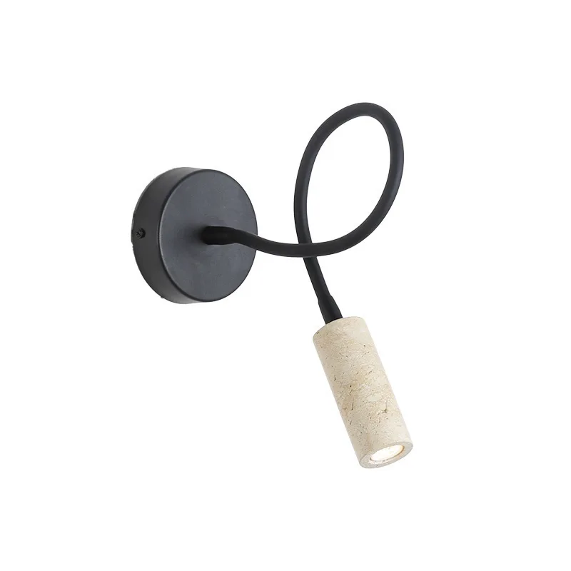 

Wabi-Sabi & Nordic Creative Black Rotatable Travertine LED Wall Lamp - for Bedroom Bedside, Aisle & Balcony