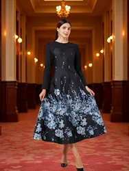 Women Luxury Long Maxi Jacquard Dress Ladies Floral Elegant Dresses New Year Ball Gown Casual Evening Party Maxi Clothing