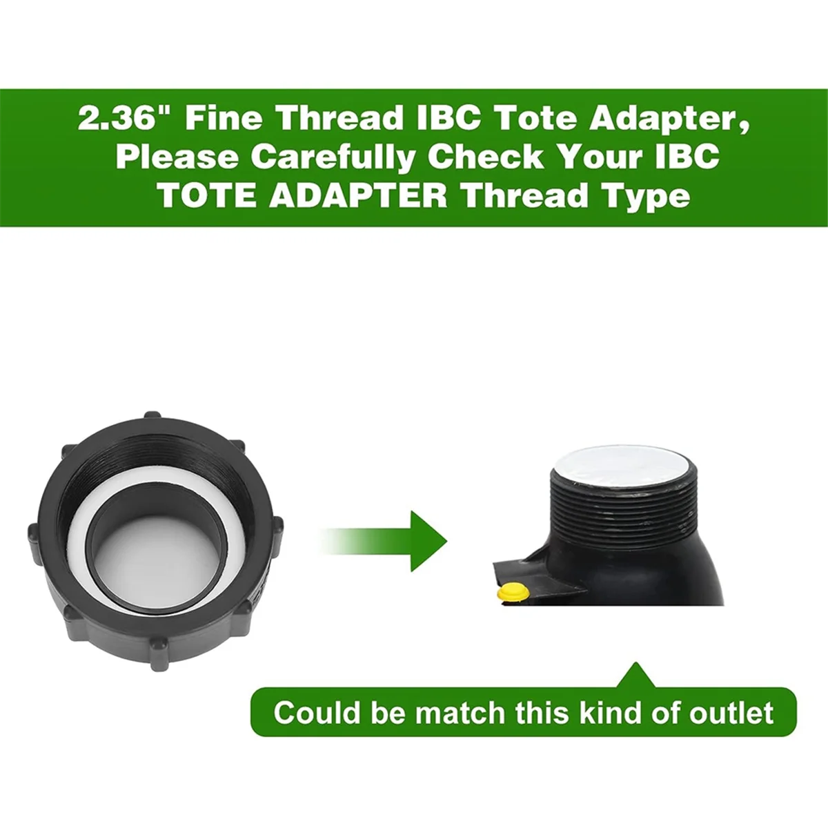 ABKO-IBC Tank Adapter, 2.36In Fine Thread Adapter for 275-330 Gallon IBC Tote Tank, Tote Fitting with Brass Hose Faucet Valve