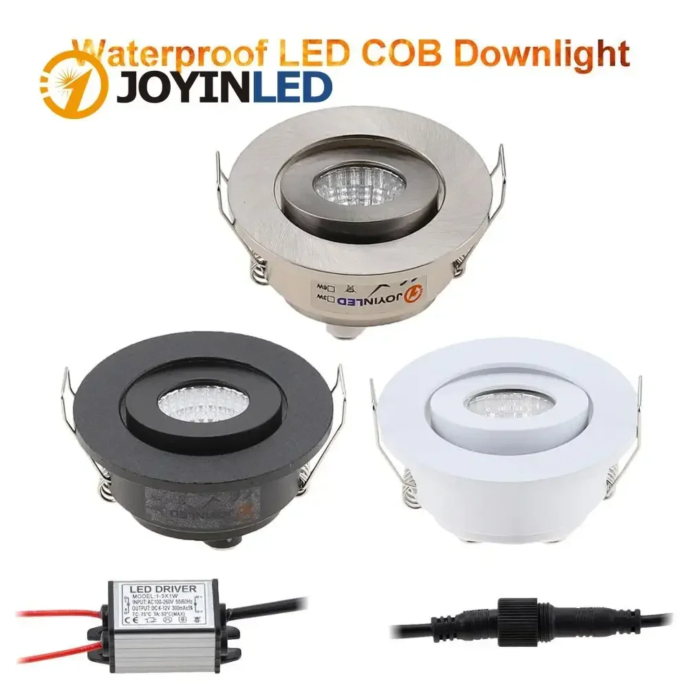 

Dimmable LED Waterproof IP65 COB Ceiling Outdoor Recessed 3W AC90-260V DC12V Warm White LED Downlight Hotel Villa Home Lighting