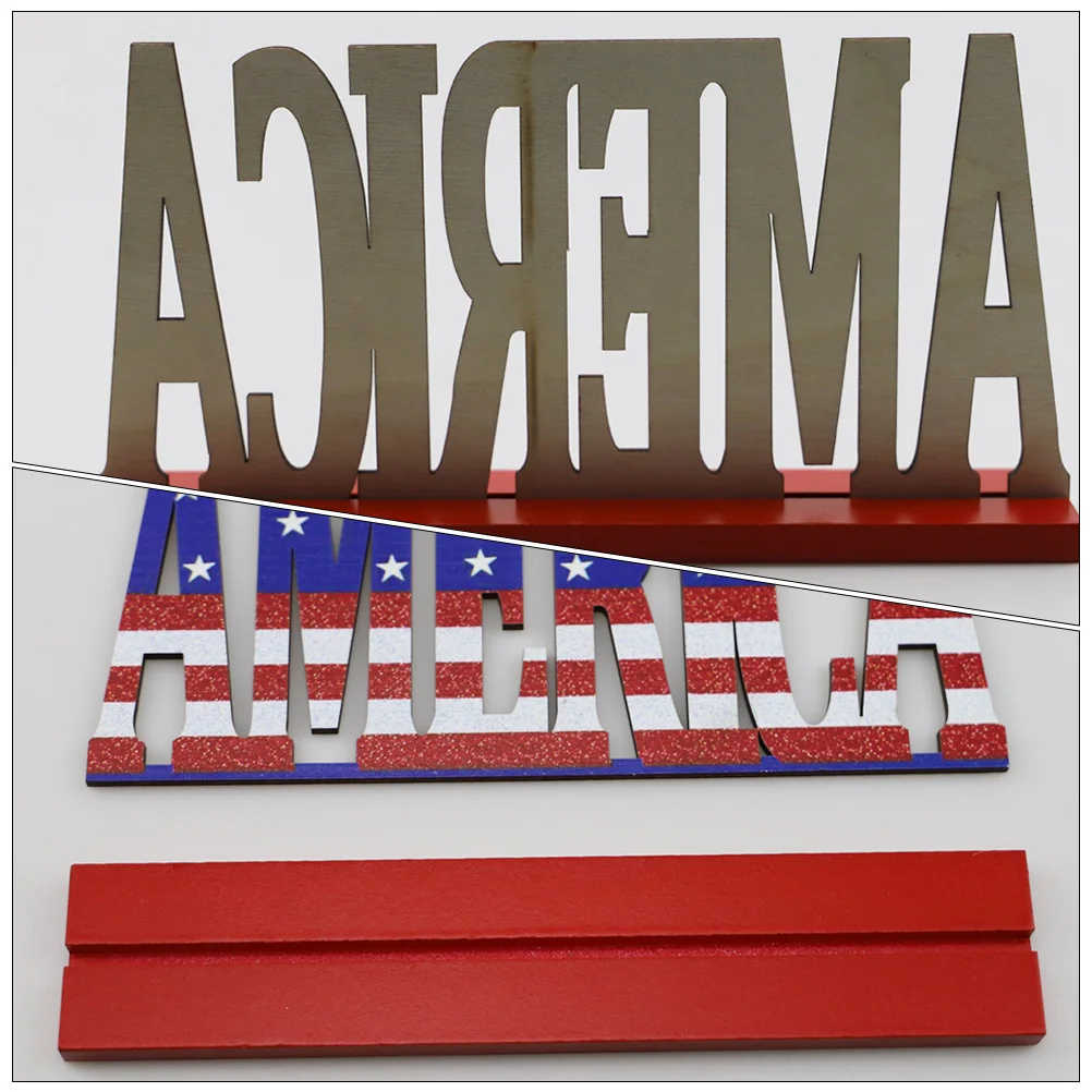 

American Independence Day Wooden Decoration Flag Themed Home Ornament Festive Party Supply Photo Prop Wood Adornment