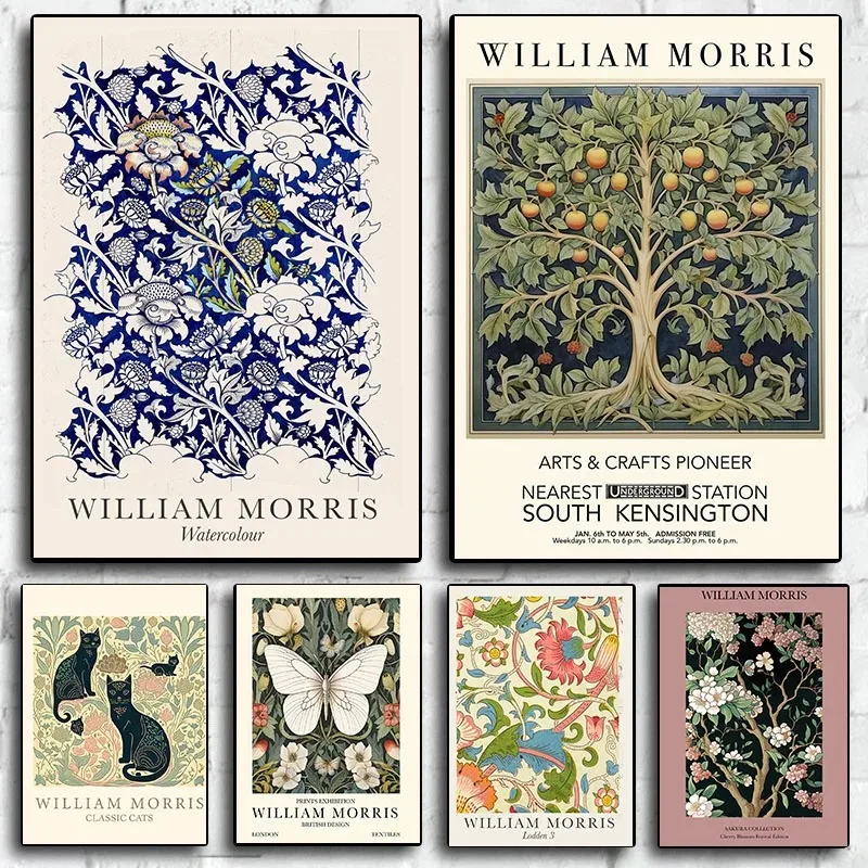 William Morris Artworks Tree of Life Cats Exhibition Birds Poster Print Canvas Painting Wall Art Picture Living Room Home Decor