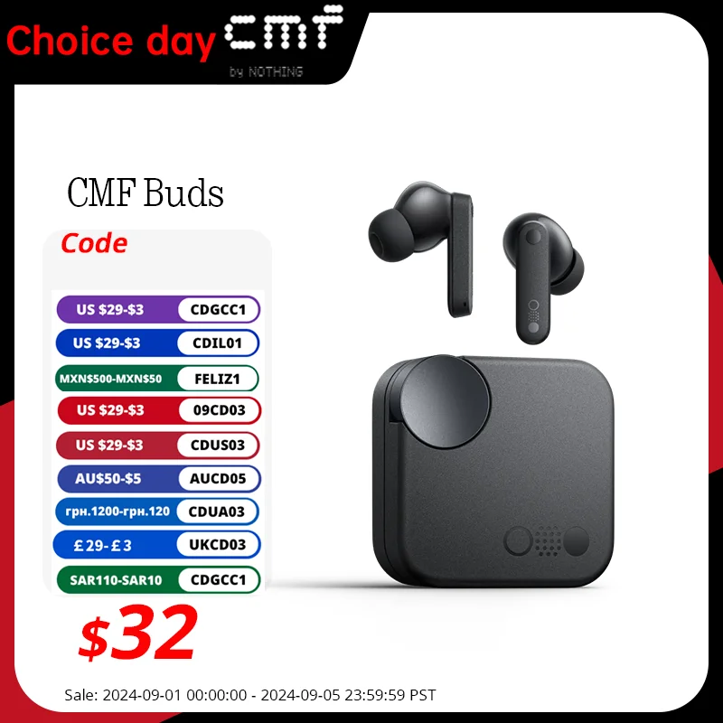 

Global Verison CMF by Nothing Buds with 42 dB ANC Active Noise Cancellation with Transparency Mode IP54 Bluetooth 5.3