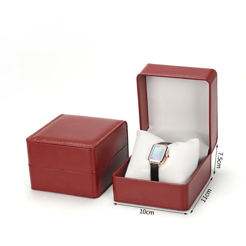 

Коробка для часов из искусственной кожи с подушечкой, с закругленными углами, органайзер для демонстрации наручных часов, для женщин и мужчин, шкатулка для хранения часов и украшений