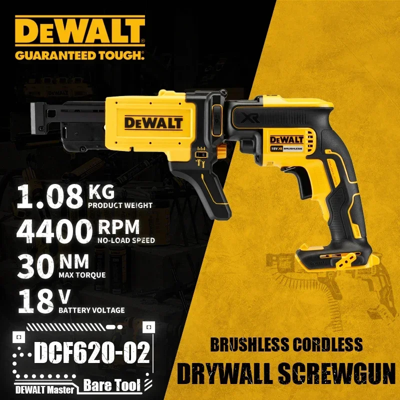 DEWALT DCF620 Brushless Cordless Drywall Screwgun DCF6202 Collated Drywall Screw Gun Attachment 20V Lithium Power Tool Bare Tool