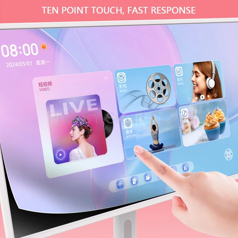 27 "32" inch touchscreen Android 13 videospeler Beweegbare oplaadbare draagbare tv Gym Gaming Live Room Smart TV met camera