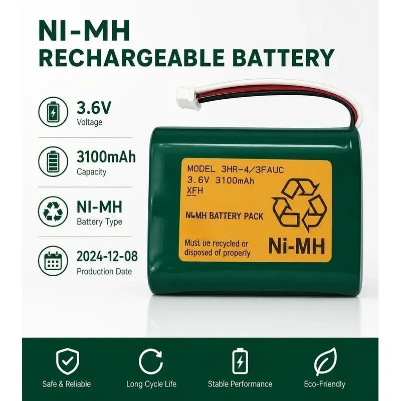 [NEW]  for FDK 3HR-4/3FAUC 3.6V 3100mAh Ni-MH Rechargeable Battery for IAI At-home 3.6V