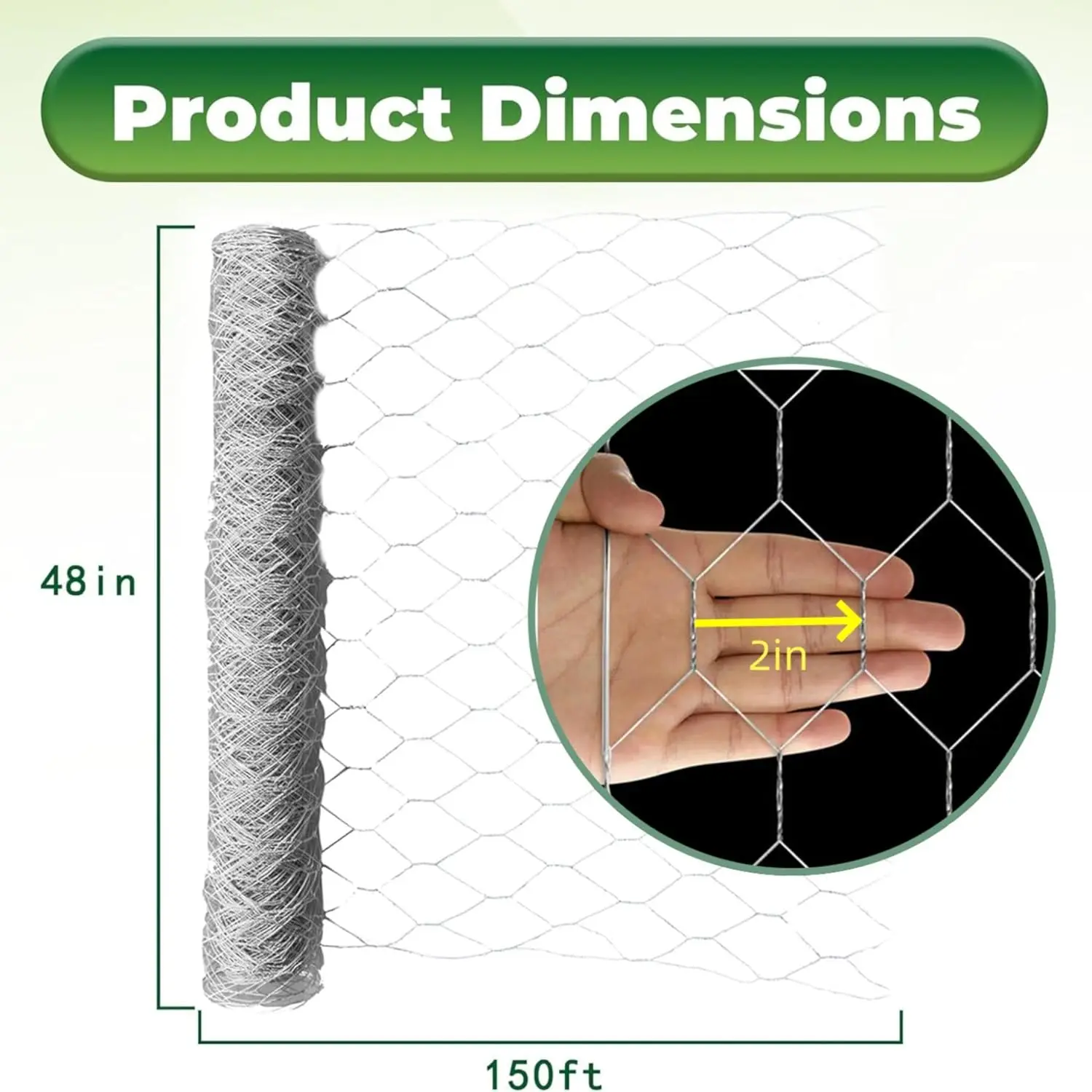 Outdoor Poultry Fencing, Galvanized Metal, Silver, Hexagonal Design for Chicken, Duck, Goose, Rabbit