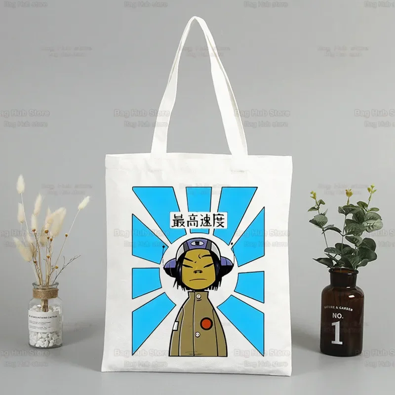 Gorillaz PUNK ROCK Cartoon Shoulder Canvas Bags Large Capacity ChakaKhan Noodle College Harajuku Handbag Unisex Bag Shopping Bag