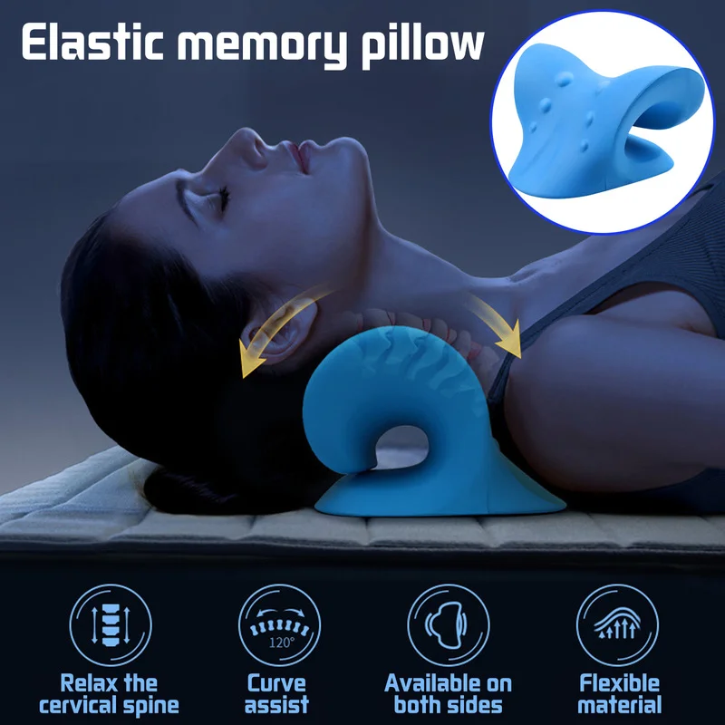 Almohada relajante para cuello, cabeza y hombro, dispositivo de tracción quiropráctica Cervical para alivio del dolor, alineación de la columna Cervical, regalo