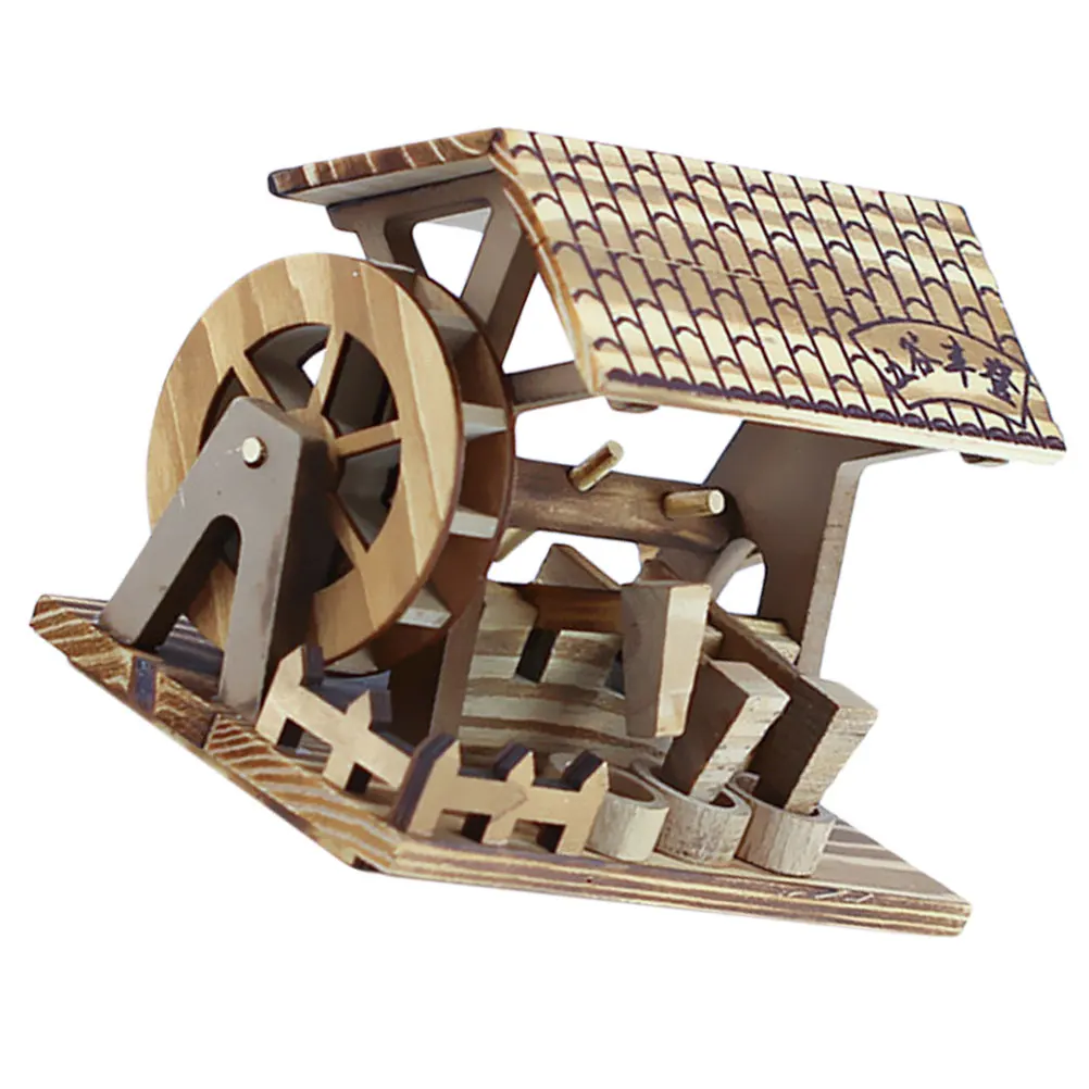 

Wooden H Grinding Mill Model Wheel Country Style Decor Crafts nament Long Lasting Home Office Display