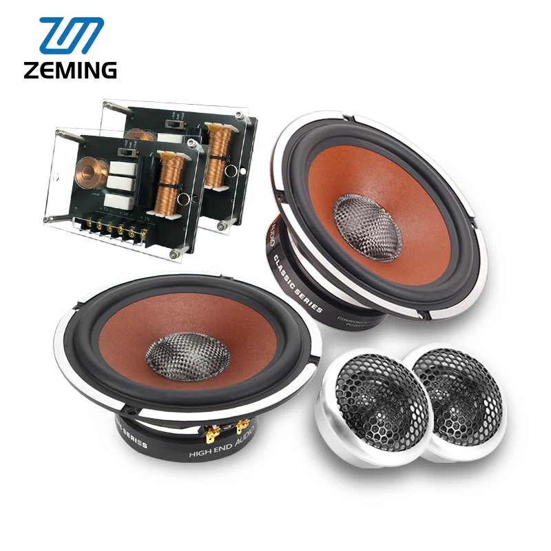 2-Way 100mm Y35 Ferrite Magnet 6.5 Inch 92dB Pressed Wool Paper Cone Woofer Speaker  35-core RMS 120W*2 Component Car Speaker