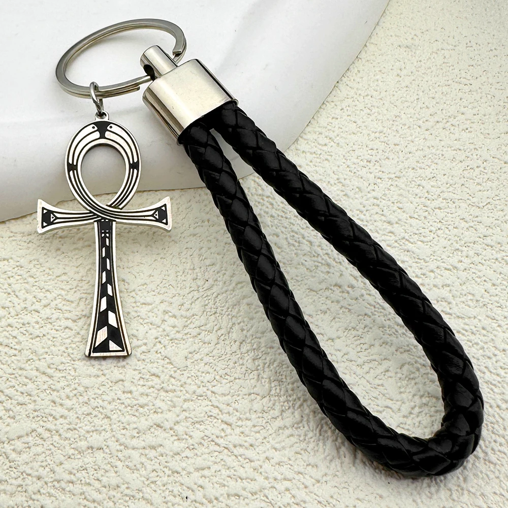 

Egyptian Ankh Cross Key Of Life Keychain For Women Men Stainless Steel Silver Color Mythology Key Chain Jewelry Gifts