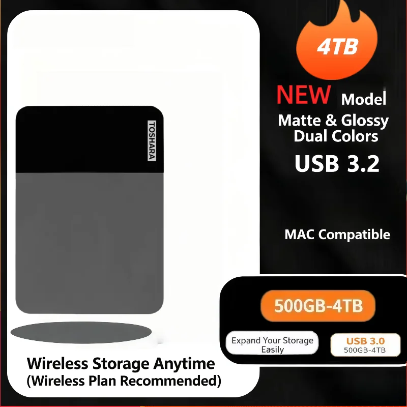 Portable Encrypted External Hard Drive Large Capacity 500GB 1TB 2TB 4TB USB3.0 Office File Backup Hard Disk For Desktop Laptop